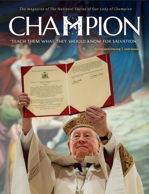 Cover of Champion Magazine 2026 Issue 1 with Bishop holding up decree