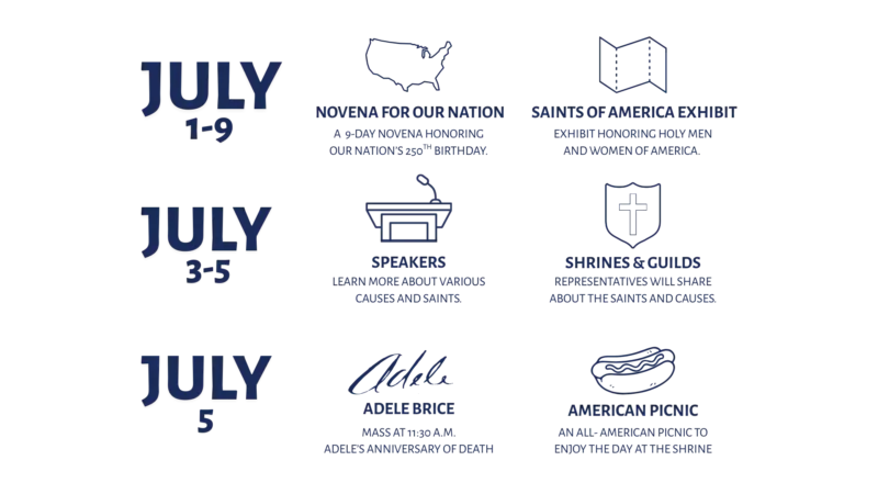 AMERICAN SAINTS JULY 1-9 SCHEDULE