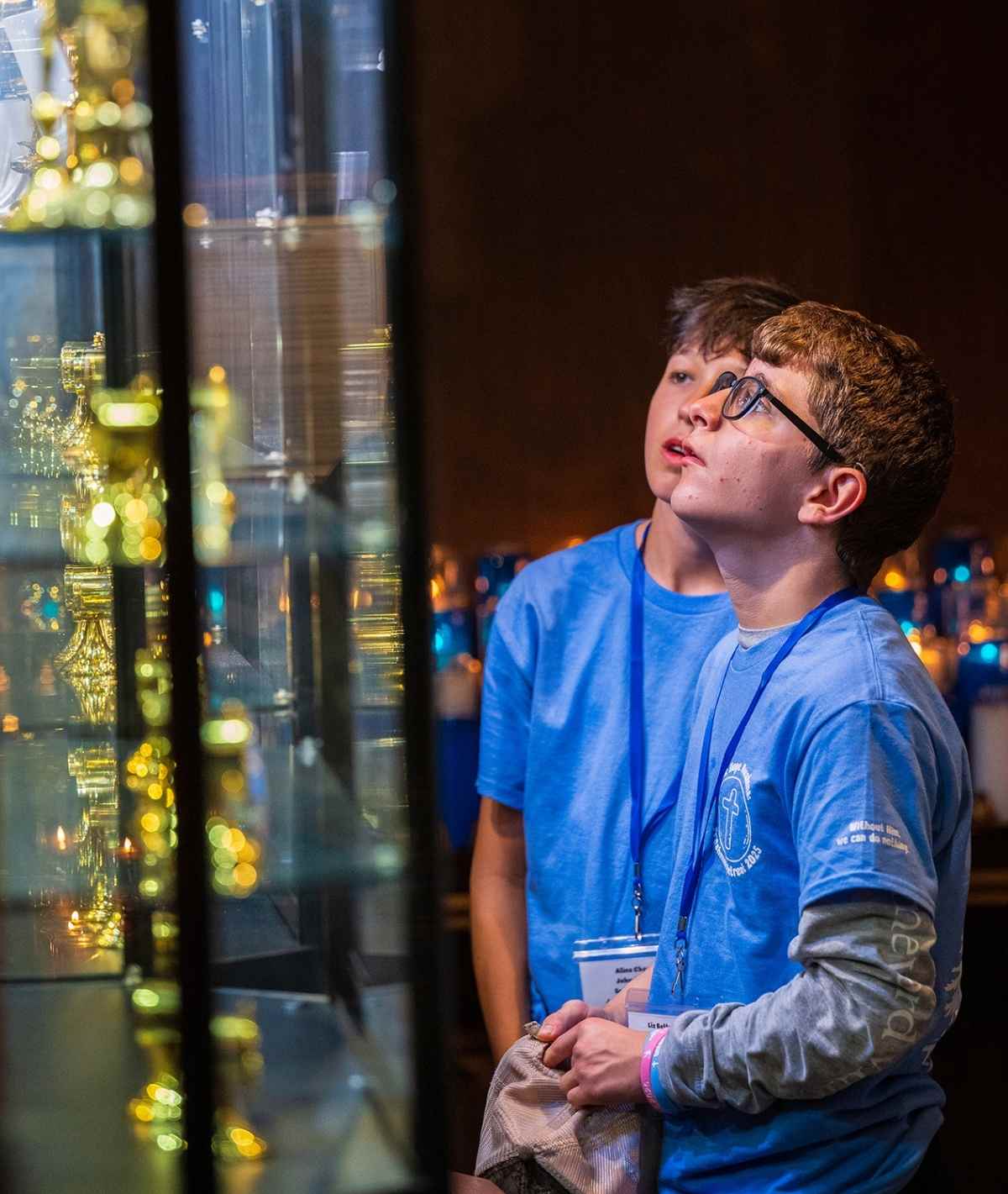 Kids looking at Relics at Champion Shrine
