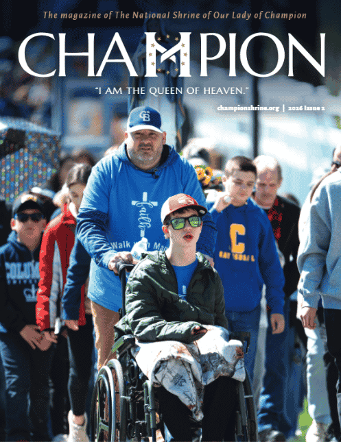 Cover of Magazine with boy in wheelchair being pushed by dad