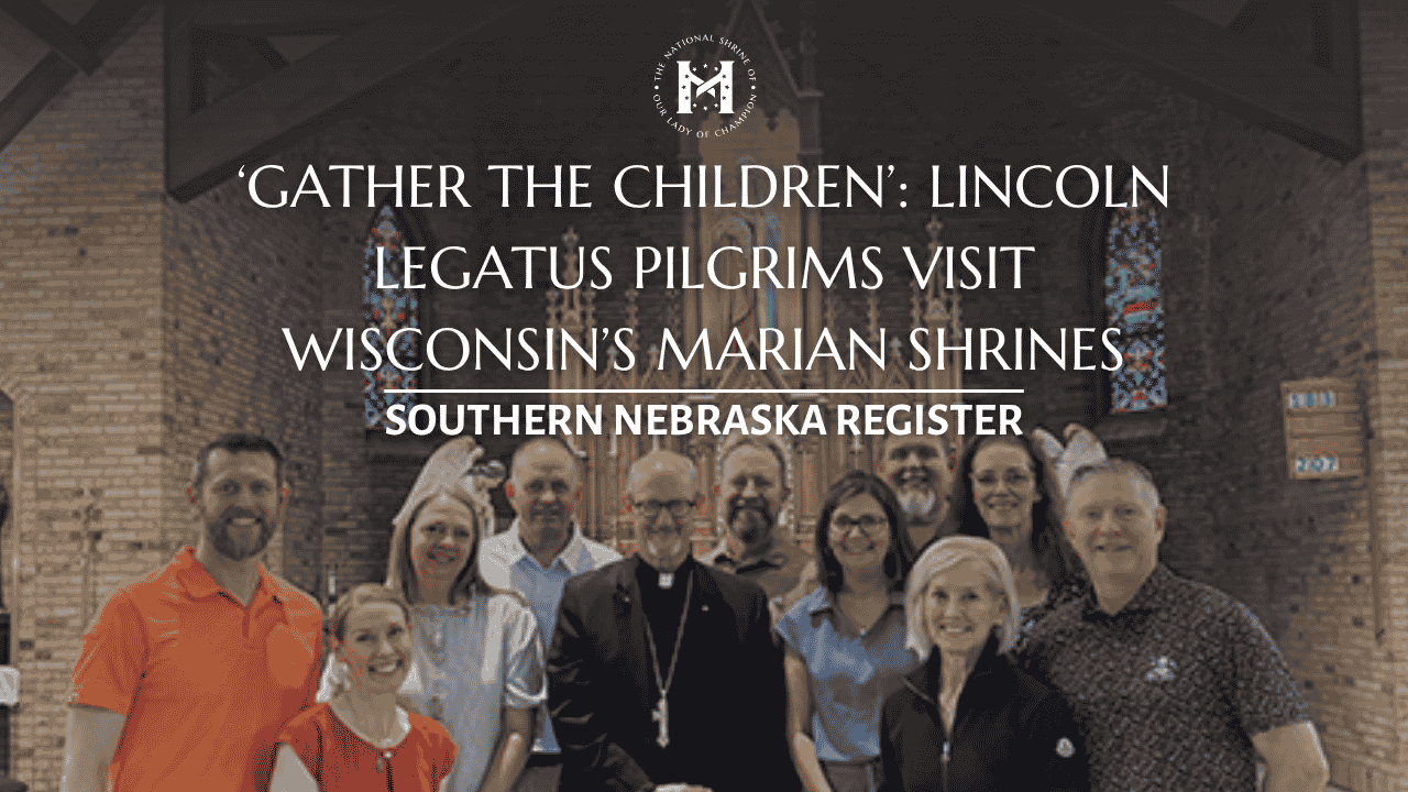 Lincoln Legatus pilgrims standing in front of the altar of the Chapel