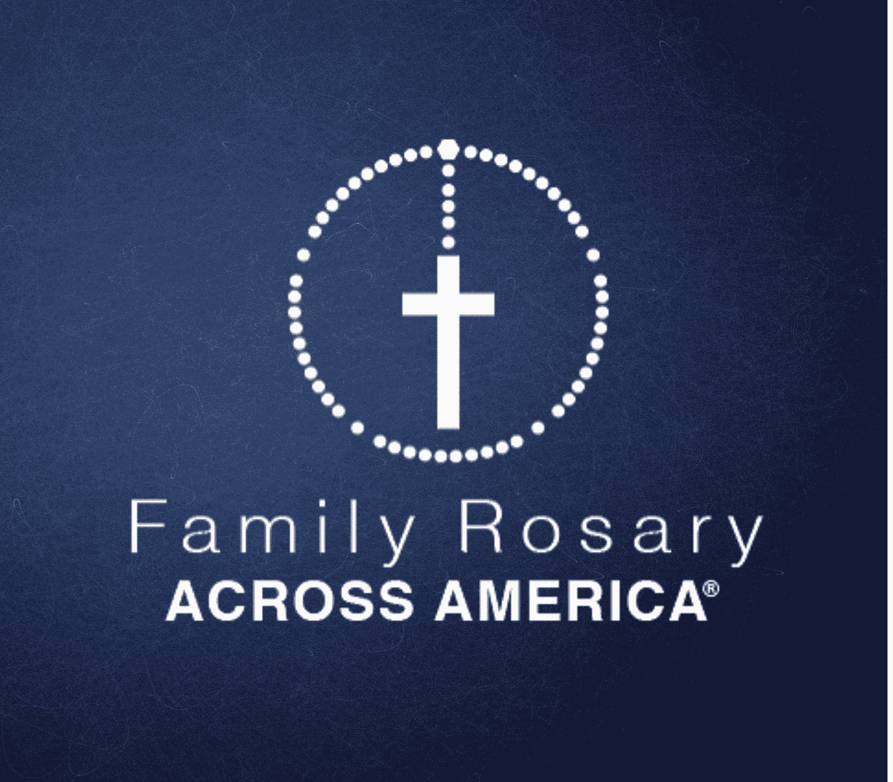 Family Rosary Across America logo on blue background